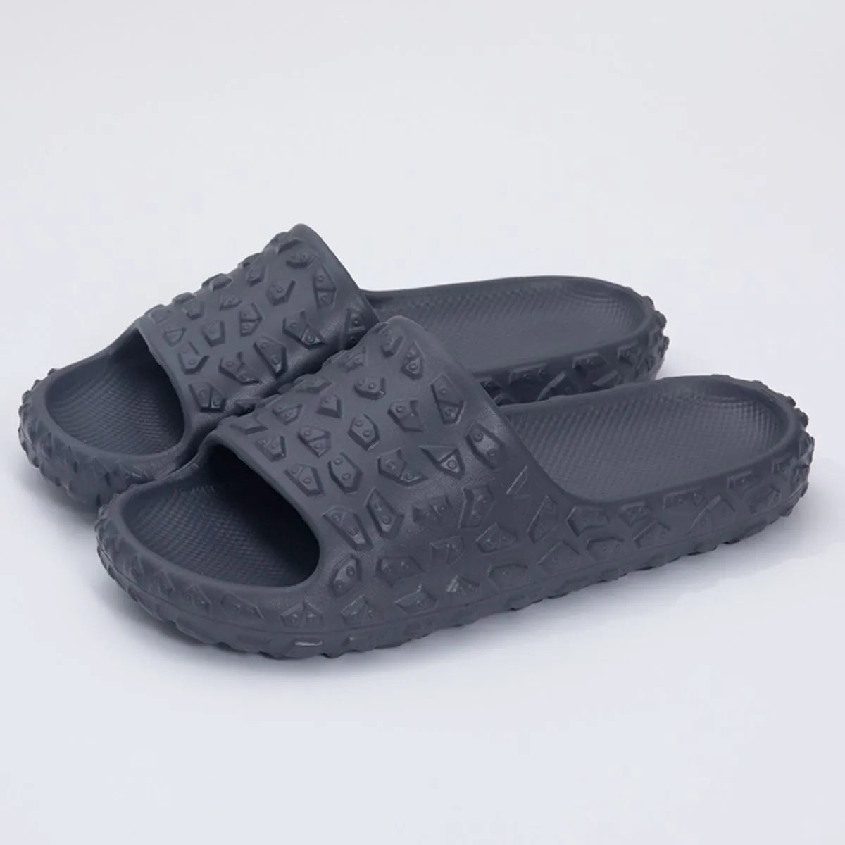 Open Toe Platform Slippers Dark Gray