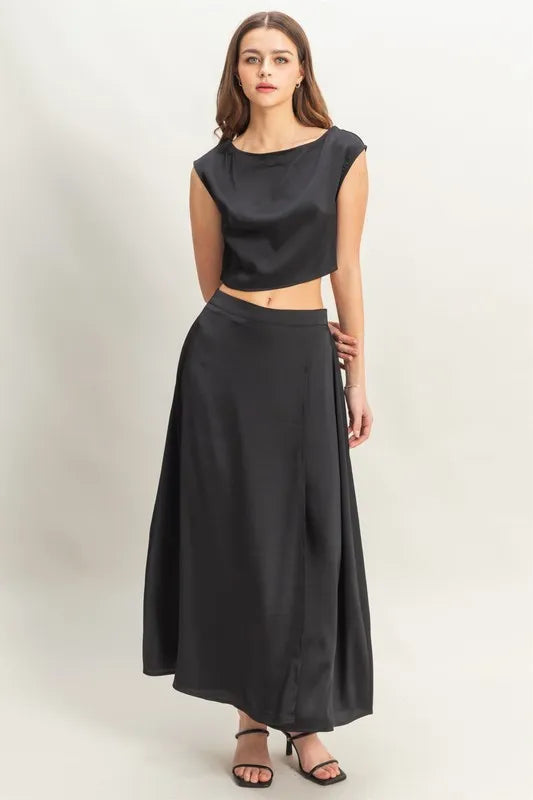 HYFVE Sleeveless Top and Maxi Skirt Set BLACK