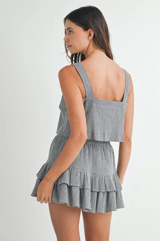 MABLE Gingham Plaid Crop Top and Mini Skirt Set
