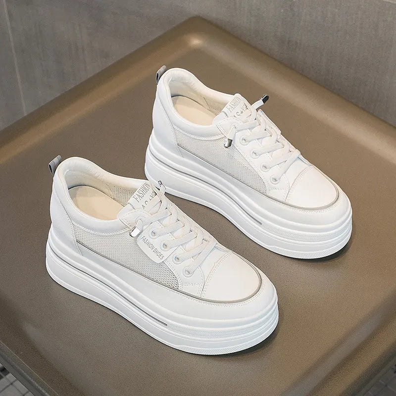 Round toe Chunky Platform Sneakers Gray