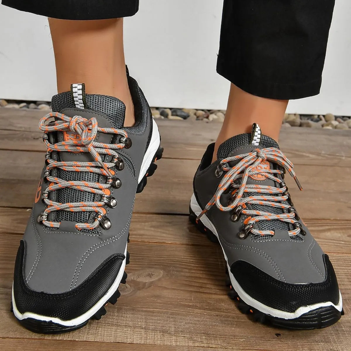 Round Toe Flats Athletic Gray