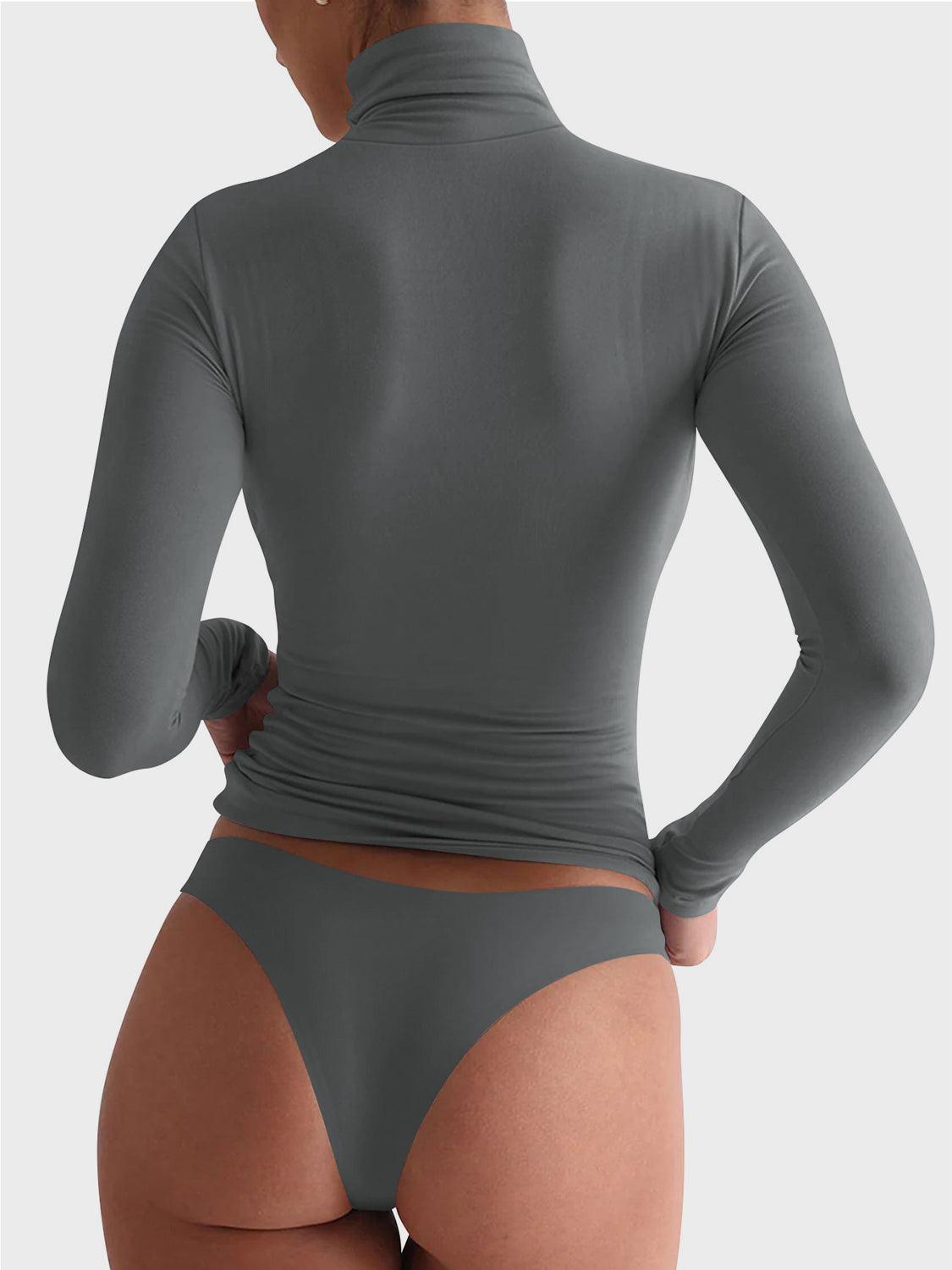 Lovelet Turtleneck Long Sleeve T-Shirt Dark Gray