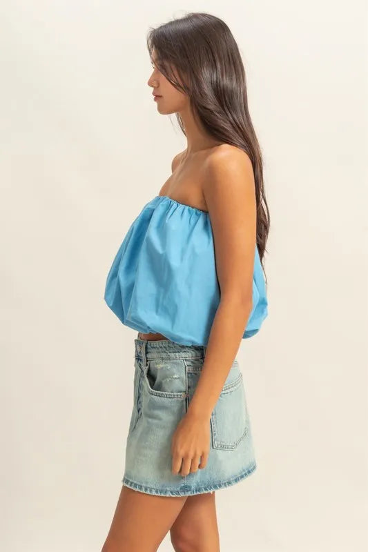 HYFVE Trendy Strapless Bubble Top