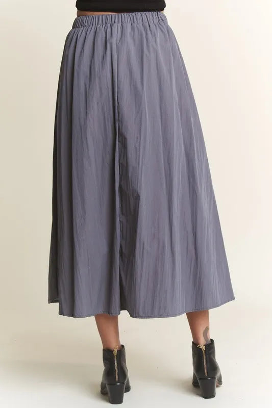ADORA Drawstring Waist Crinkle Maxi Skirt
