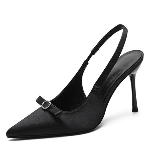 Bow Point Toe Stiletto Slingback Pumps
