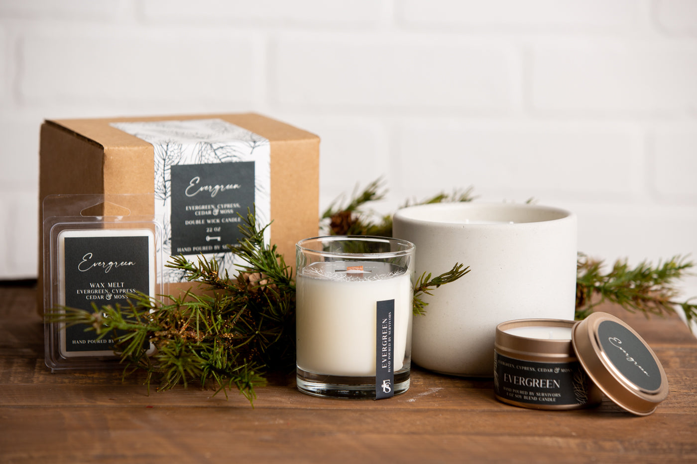 Evergreen Wooden Wick Candle