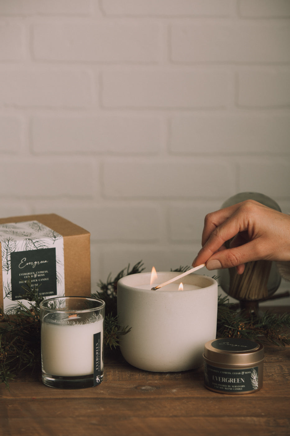 Evergreen Wooden Wick Candle