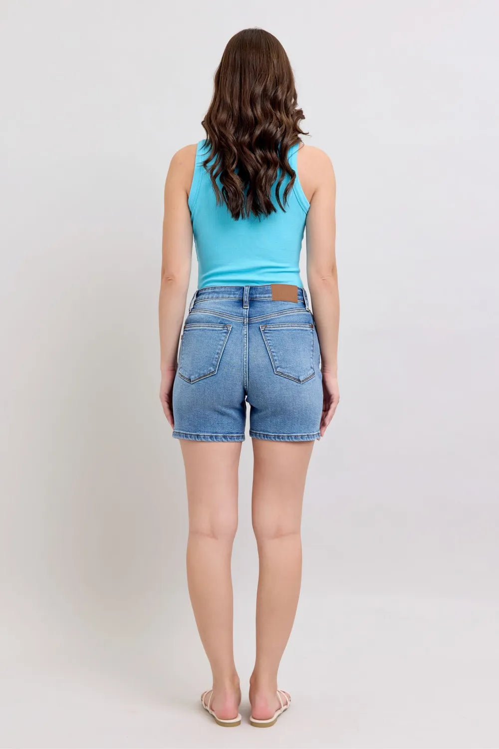 Judy Blue Full Size 2 Button Denim Shorts with Pockets Plus Size