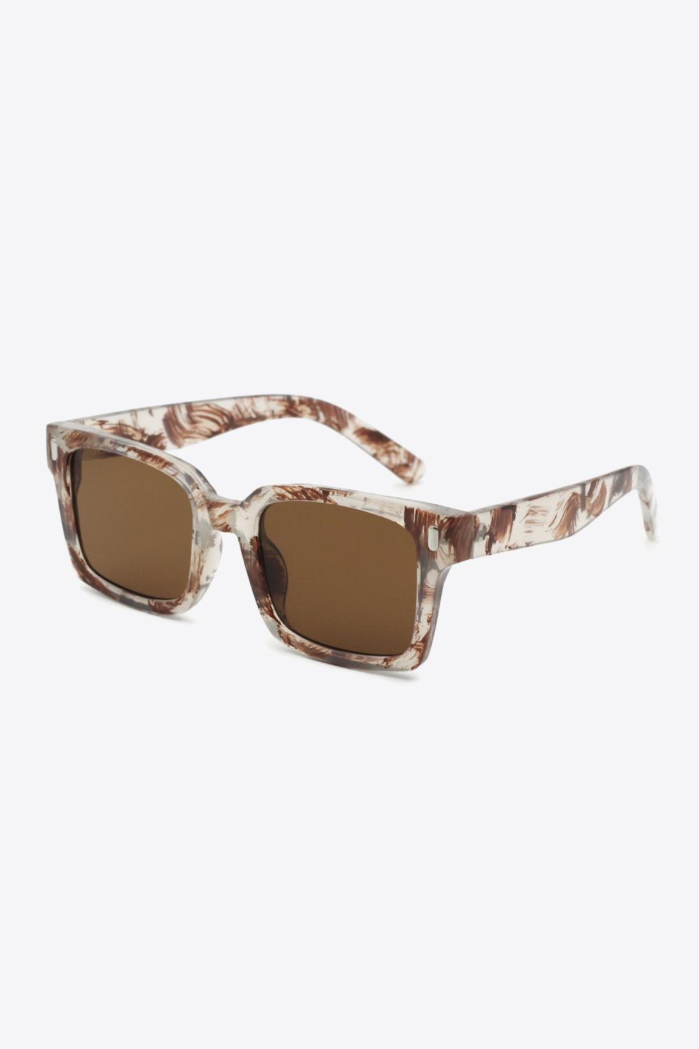 UV400 Polycarbonate Square Sunglasses Chestnut One Size
