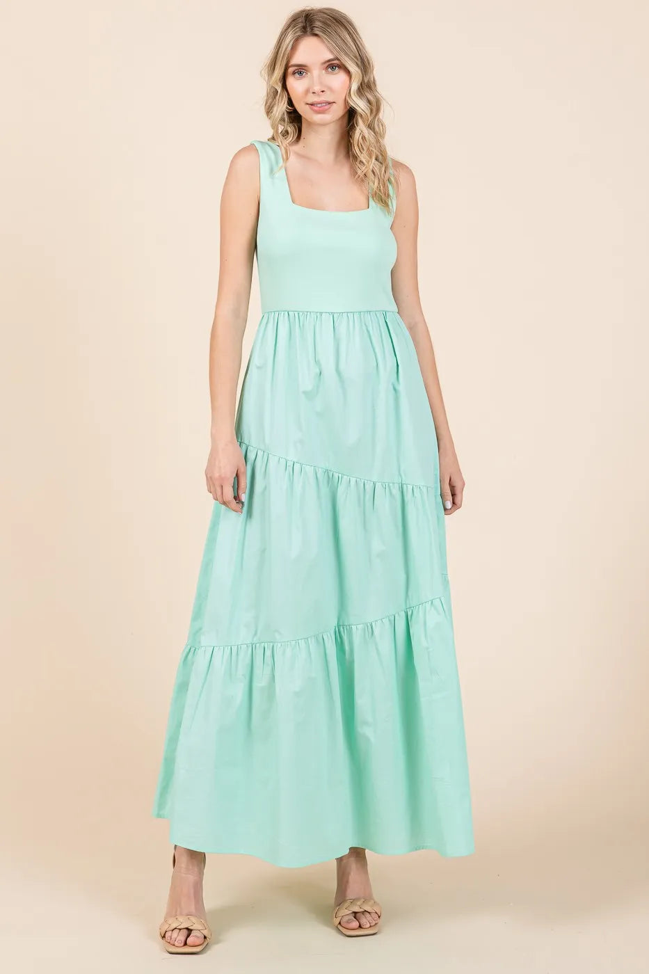 Mittoshop Mix Media Square Neck Maxi Dress