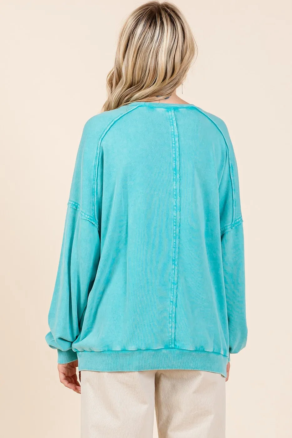 Mittoshop Vintage Textile Flower Patch Mineral Wash Pullover Sweatshirt