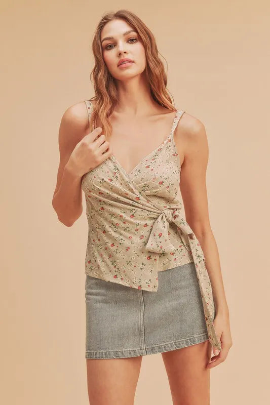 Aemi + Co Ditsy Floral Surplice Adjustable Straps Cami