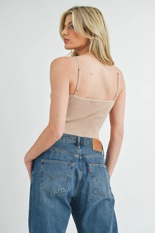 MABLE Scalloped Edge Ribbed Knit Cami