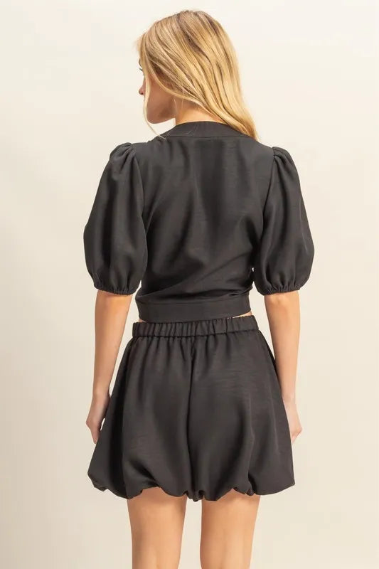 HYFVE Front Tie Top and Bubble Hem Shorts