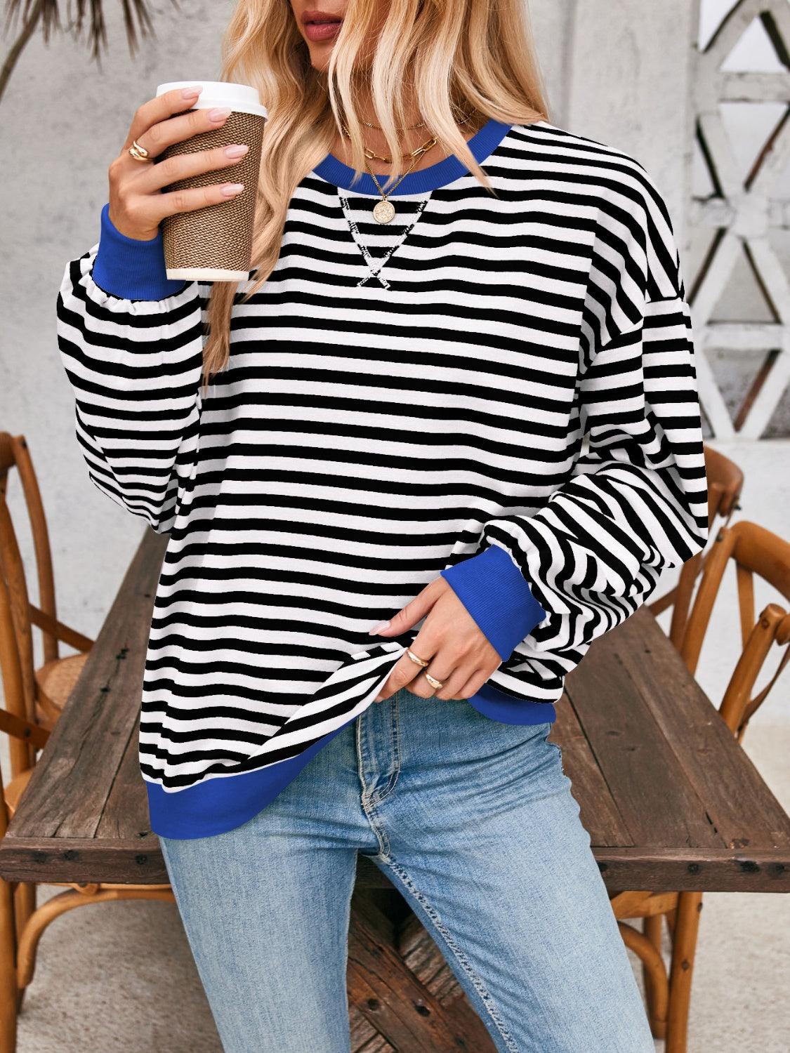 Lovelet Contrast Striped Long Sleeve Sweatshirt Black