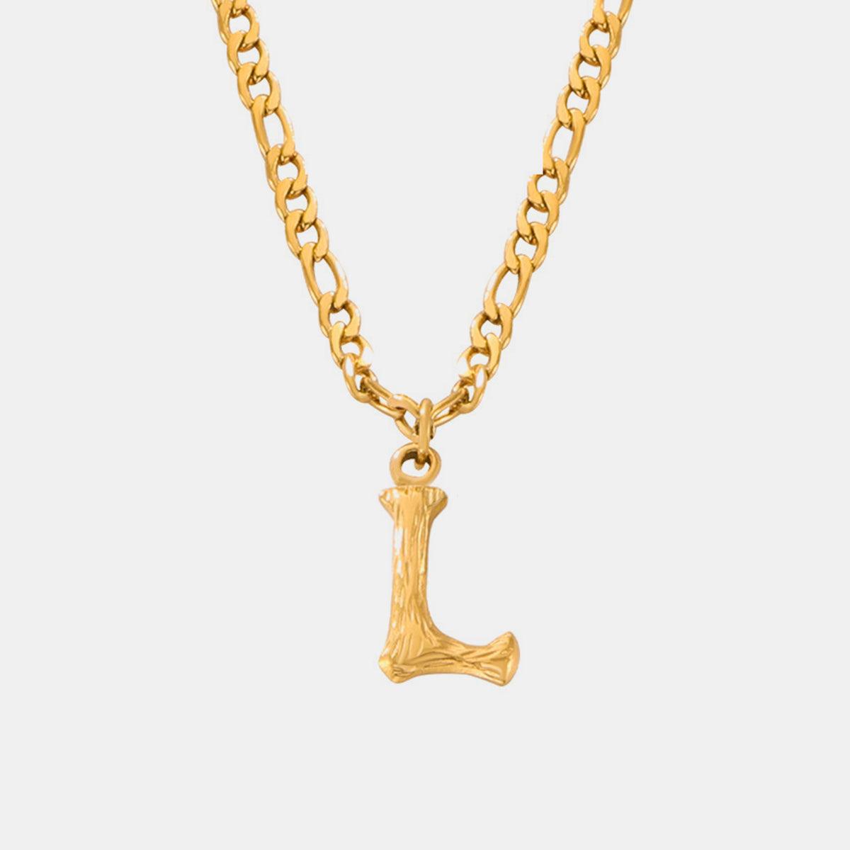 Titanium Steel Letter Pendant Necklace Style L One Size