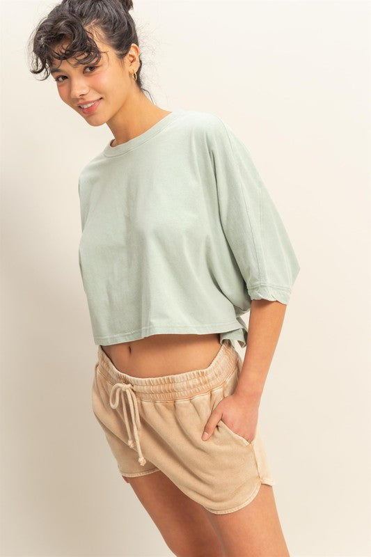 HYFVE Lightweight Round Neck Batwing Sleeve T-Shirt