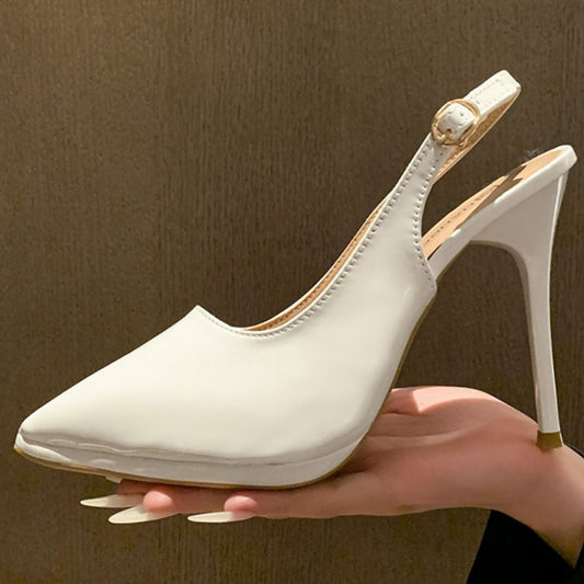 Point Toe Stiletto Pumps White