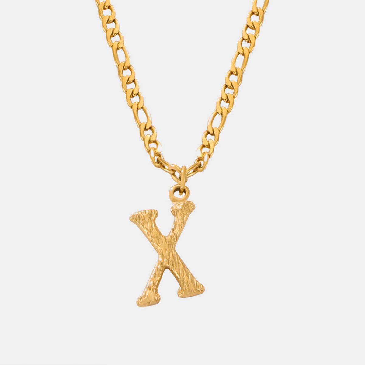 Titanium Steel Letter Pendant Necklace Style X One Size