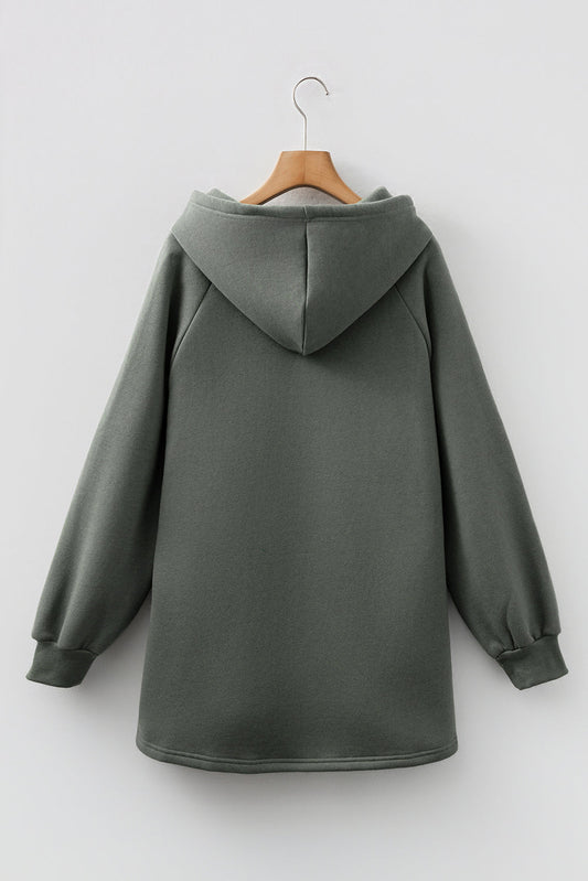 Solid Fleece Lined Drawstring Hoodie