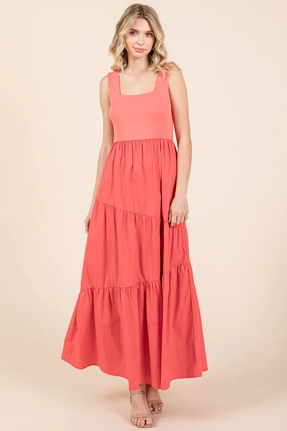 Mittoshop Mix Media Square Neck Maxi Dress