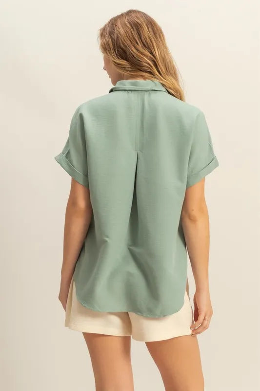 HYFVE Button Down Collared Neck Short Sleeve Shirt