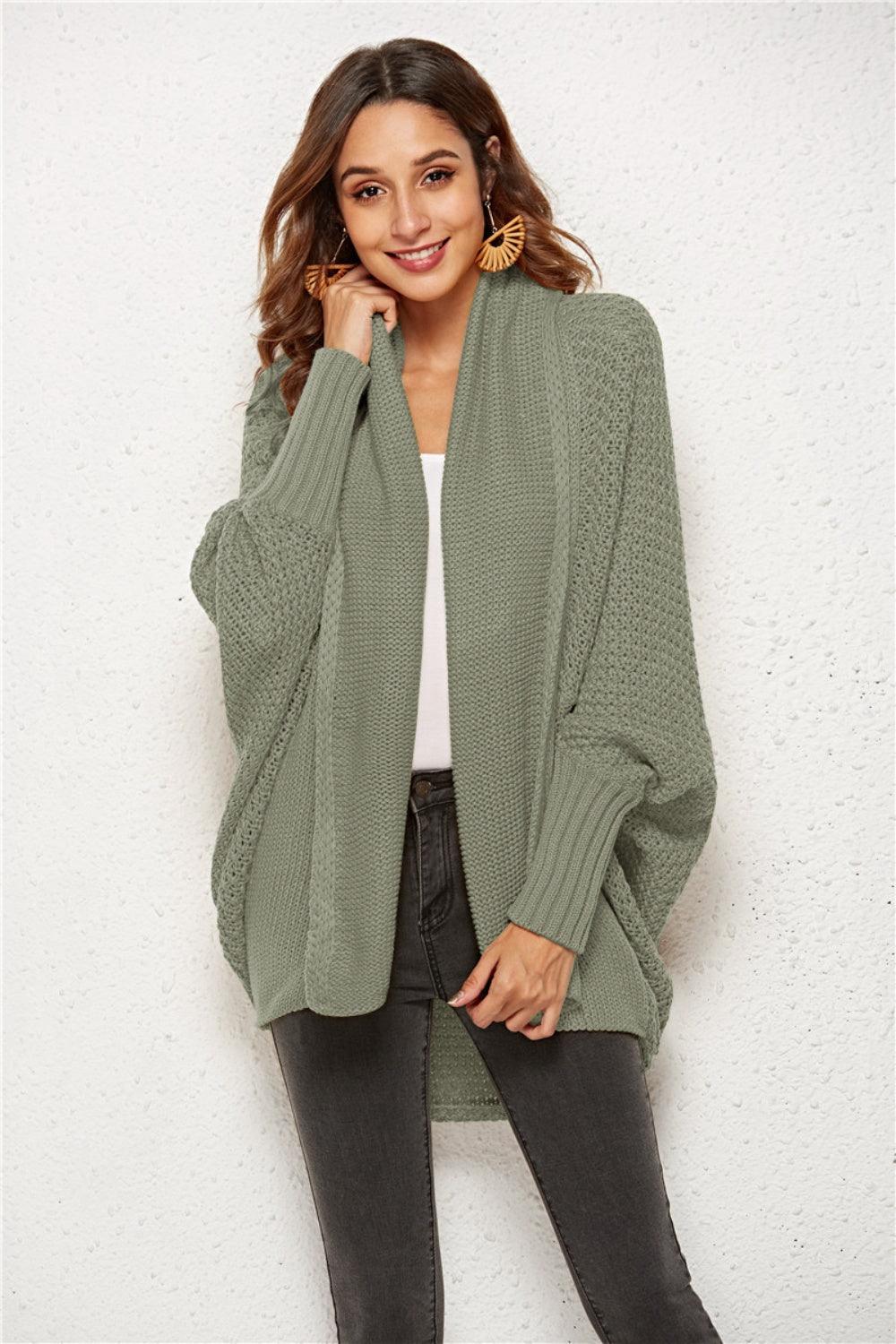 Angel Wings Open Front Batwing Sleeve Cardigan Sage One Size