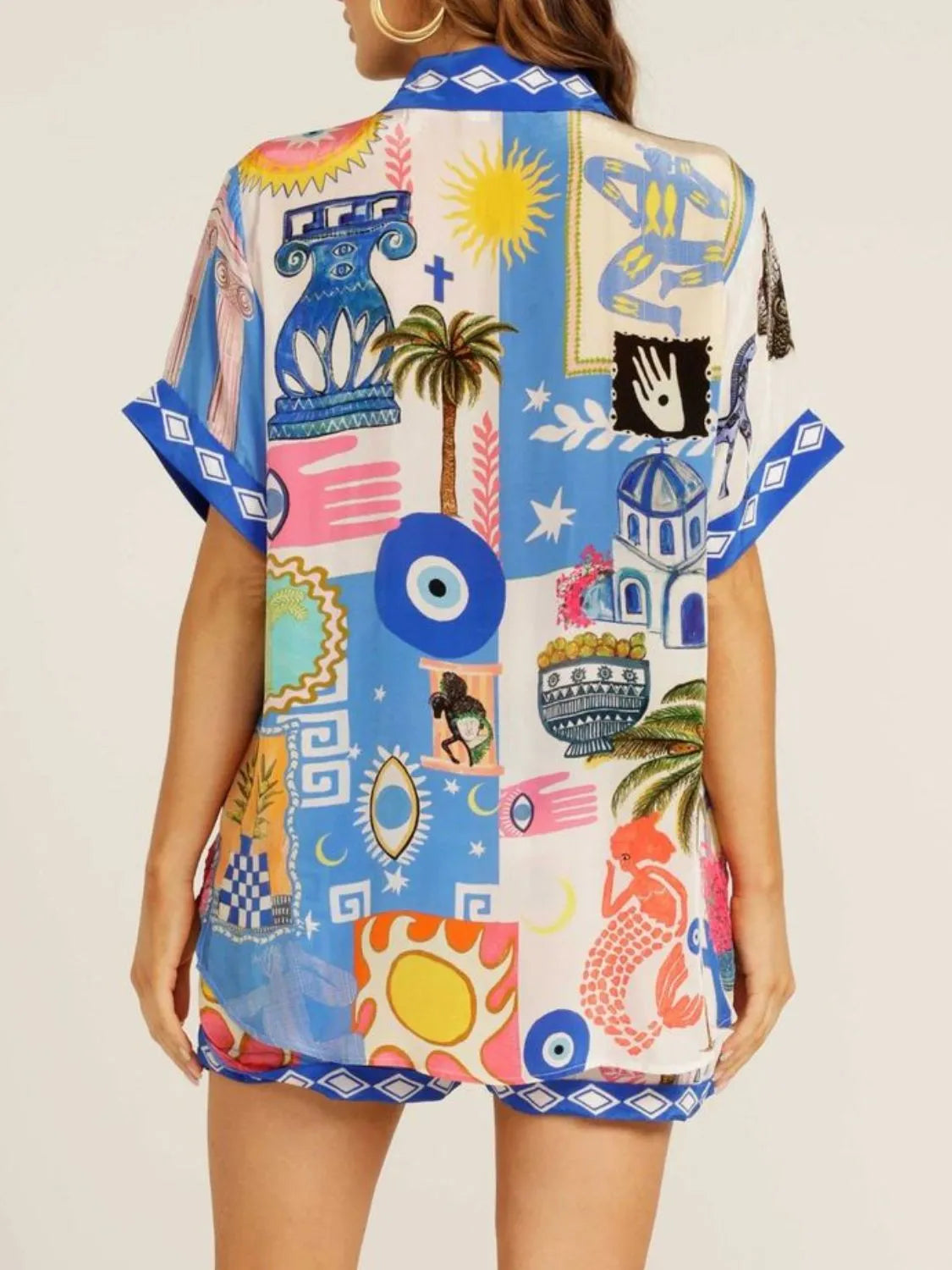 Button Up Half Sleeve Top and Shorts Set