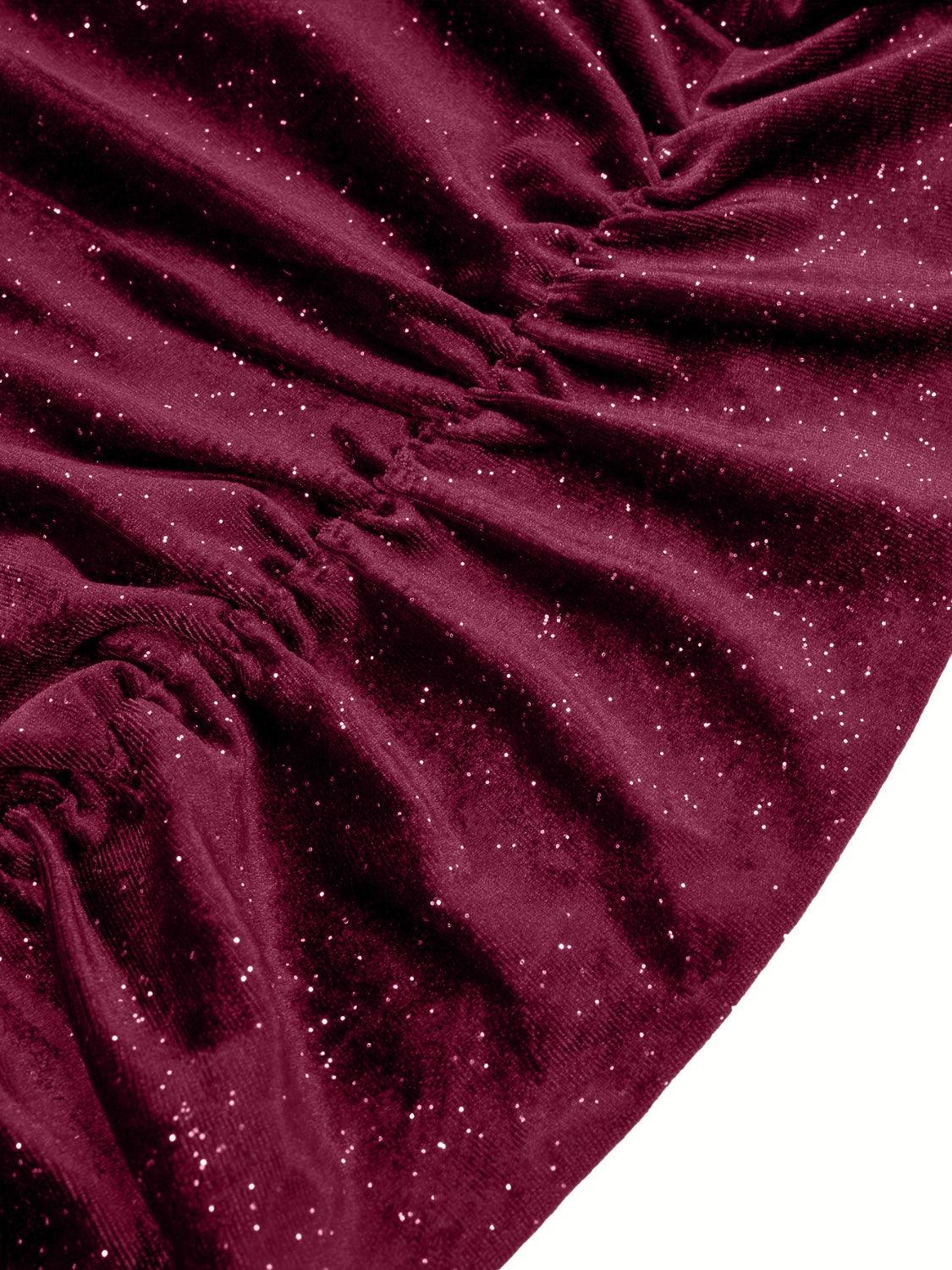 Glitter Ruched Cowl Neck Dress for Effortless Glamour