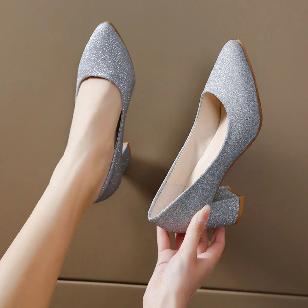 Point Toe Block Heels Pumps