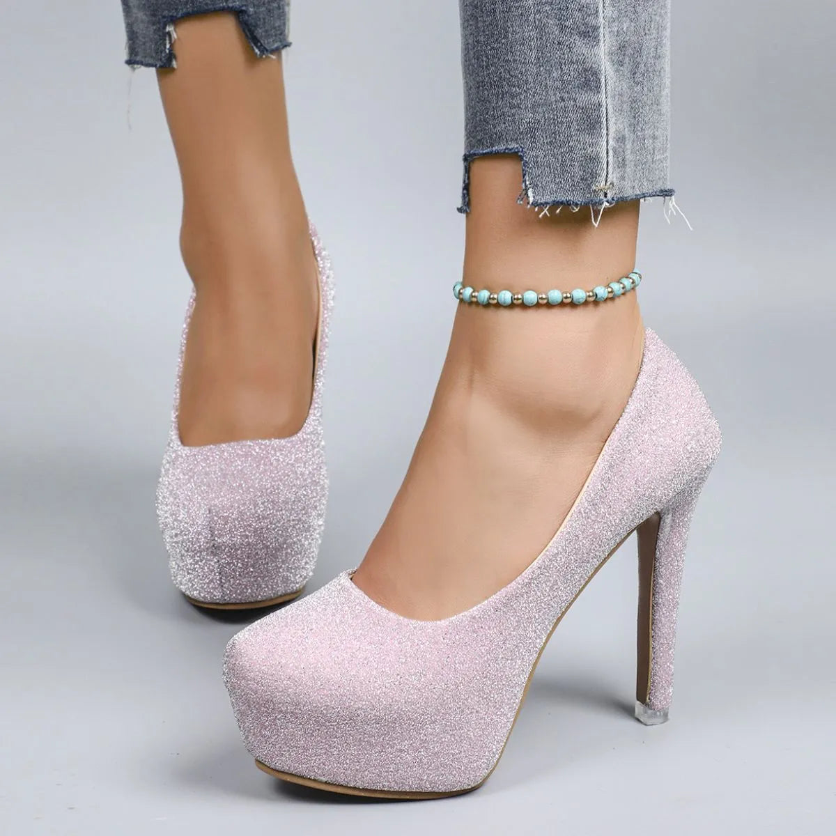 Round Toe Stiletto Pumps Blush Pink