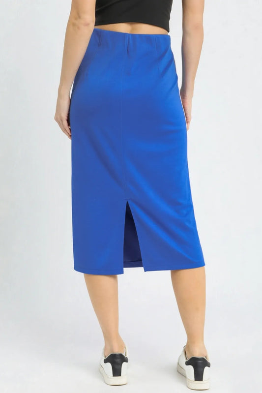 Umgee Midi Pencil Skirt with Contrast Piping Detail