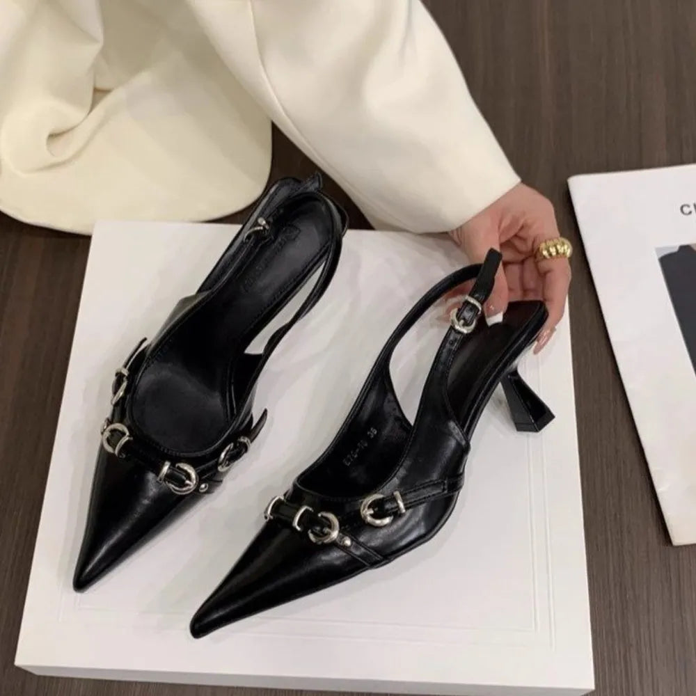 Slingback Pointed Toe Pumps Black