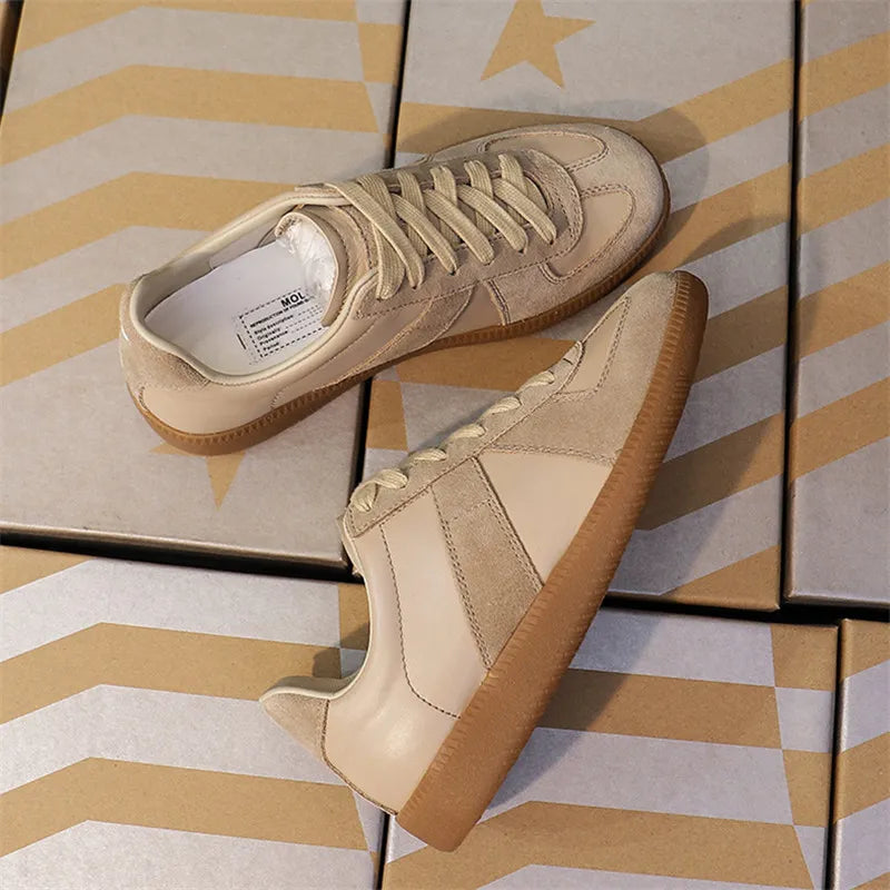 Round Toe Platform Sneakers Apricot