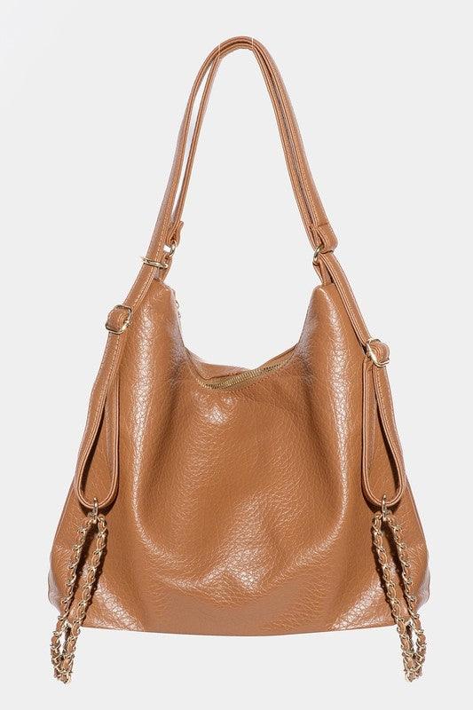 Fame PU Leather Multipurpose Shoulder Bag Caramel One Size