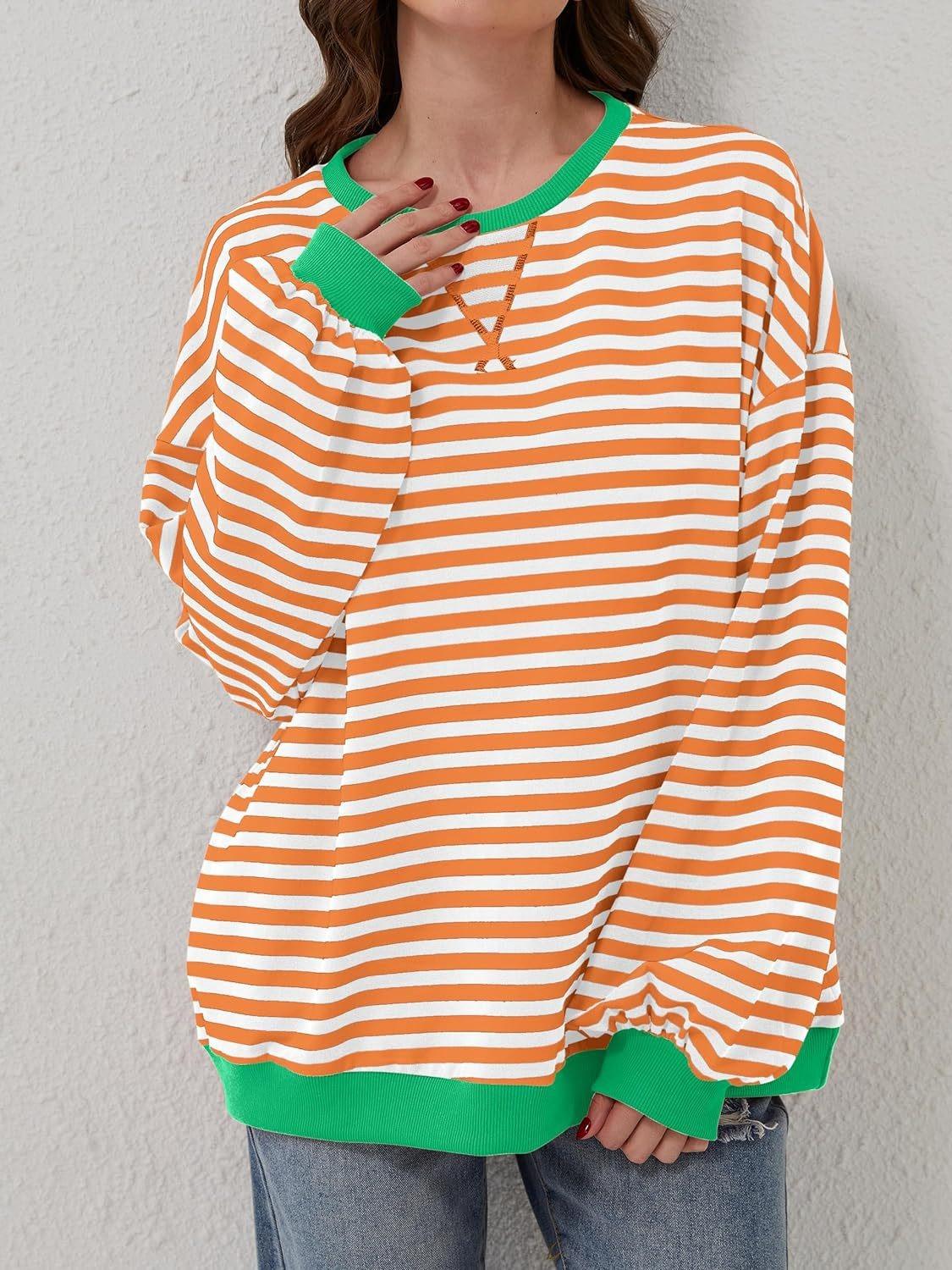 Lovelet Contrast Striped Long Sleeve Sweatshirt Gold