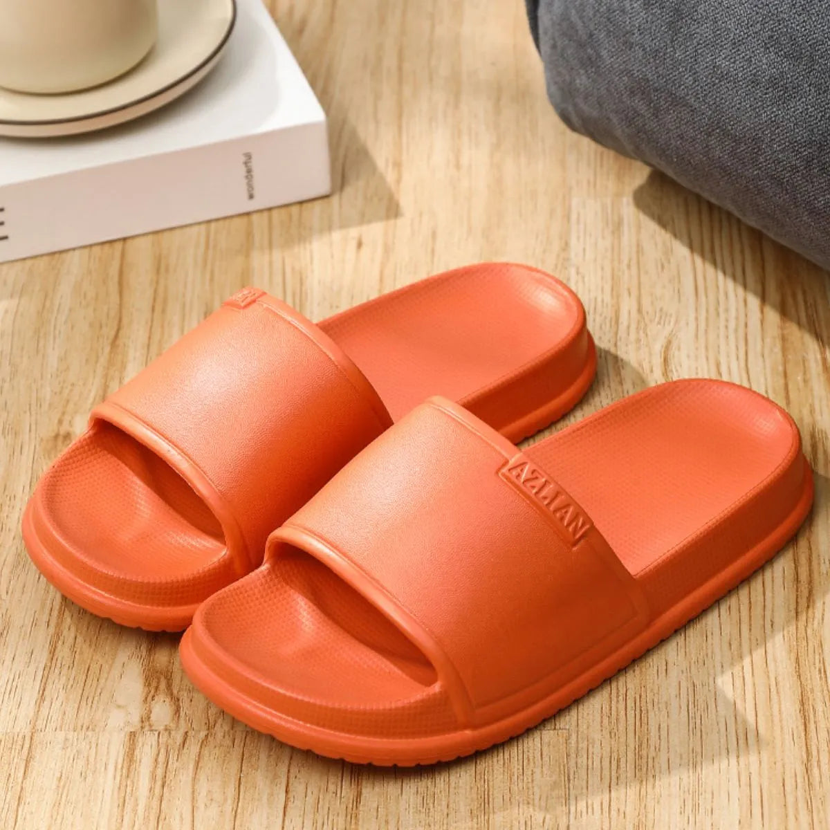 Open Toe Platform Slippers Orange