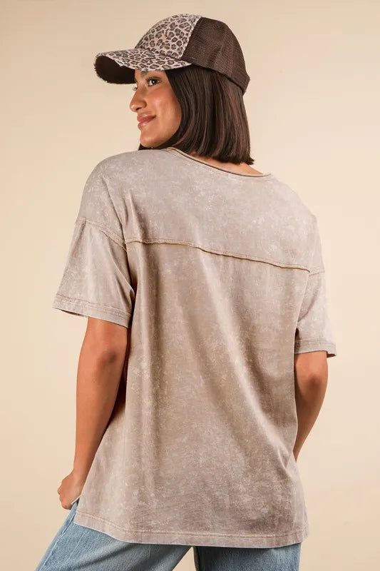 VERY J Mineral Washed V-Neck T-Shirt