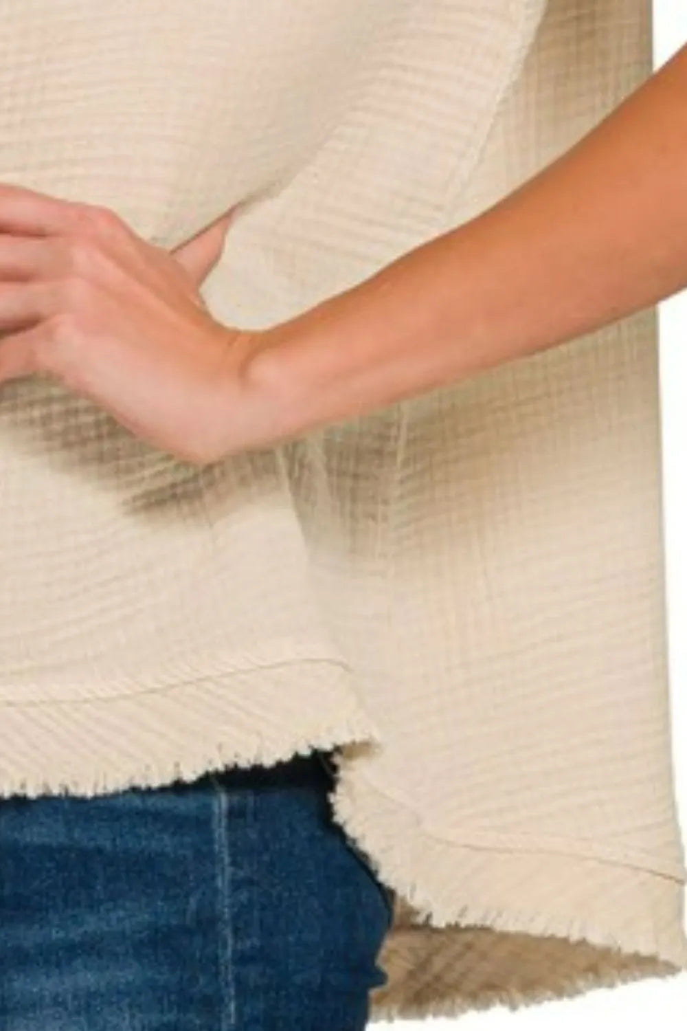 Zenana Double Gauze Raw Edge V-Neck Tank