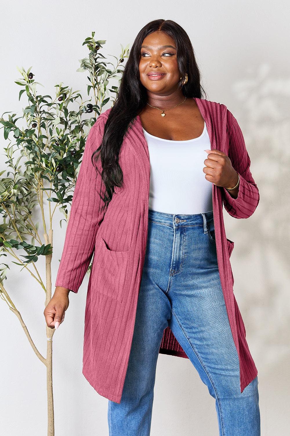 Basic Bae Full Size Hooded Sweater Cardigan for Ultimate Comfort