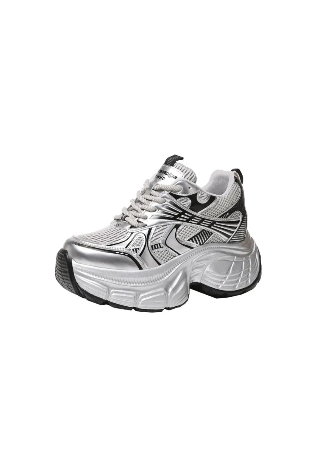 Lace Up Round Toe Platform Sneakers Gray