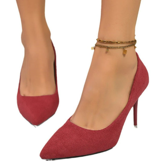 Point Toe Stiletto Pumps Red