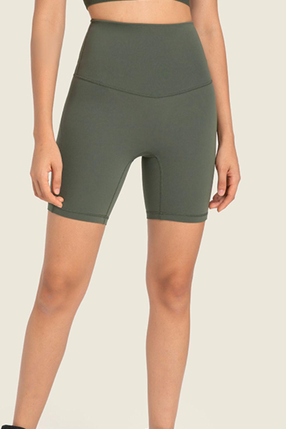 Millennia Seamless High-Rise Wide Waistband Biker Shorts Green