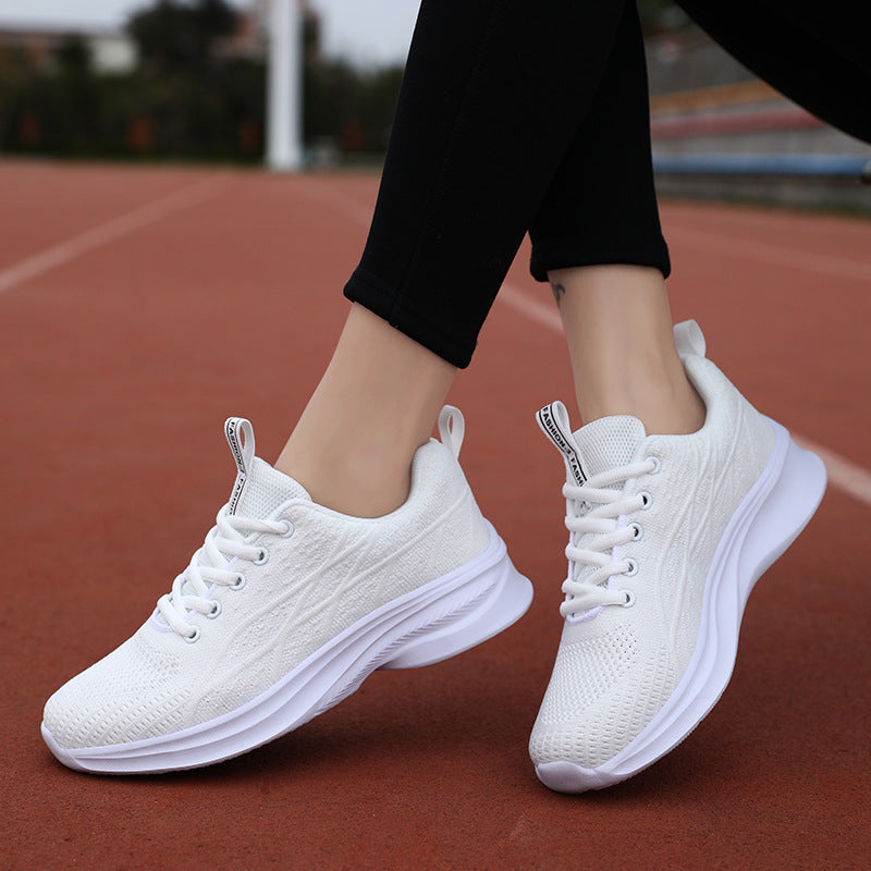 Breathable Mesh Lace Up Athletic White