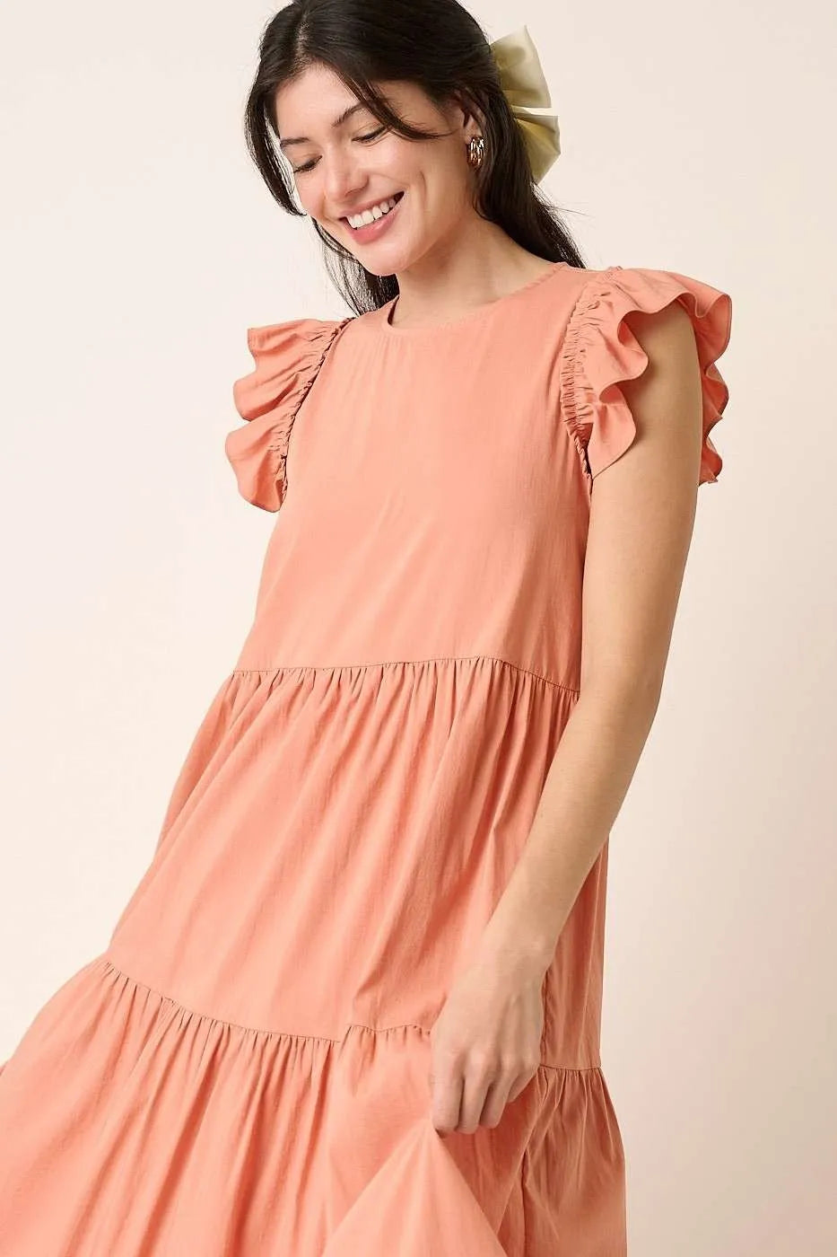 Mittoshop Ruffle Short Sleeve Tiered Maxi Dress