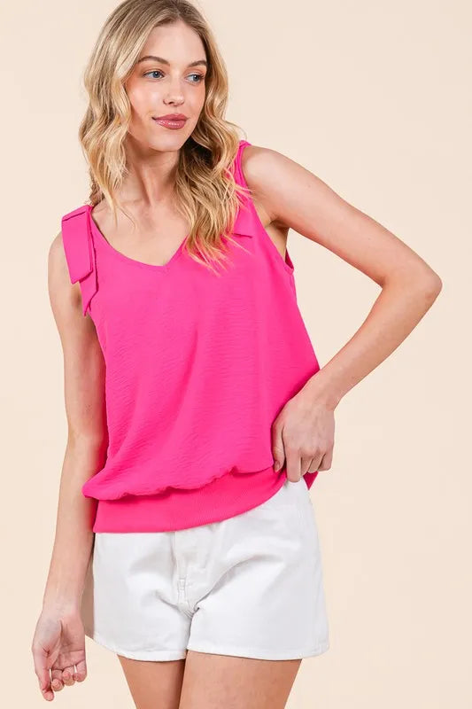 Lime 'N' Chili V-Neck Ribbon Detail Top