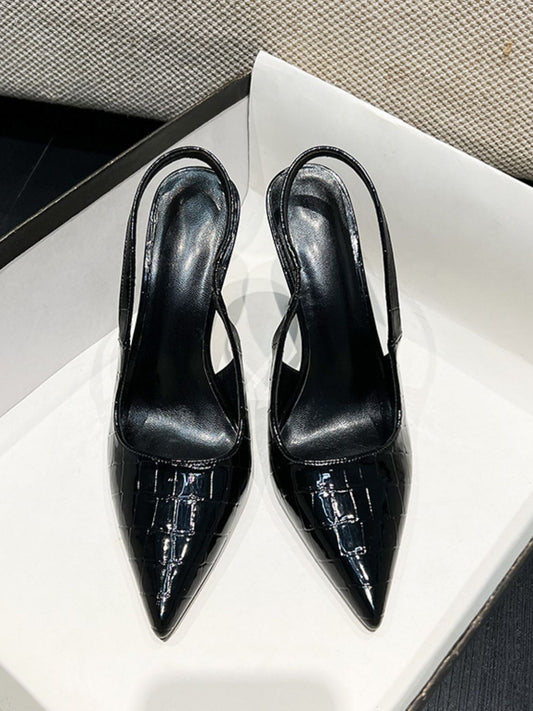 Point Toe Stiletto Slingback Pumps Black