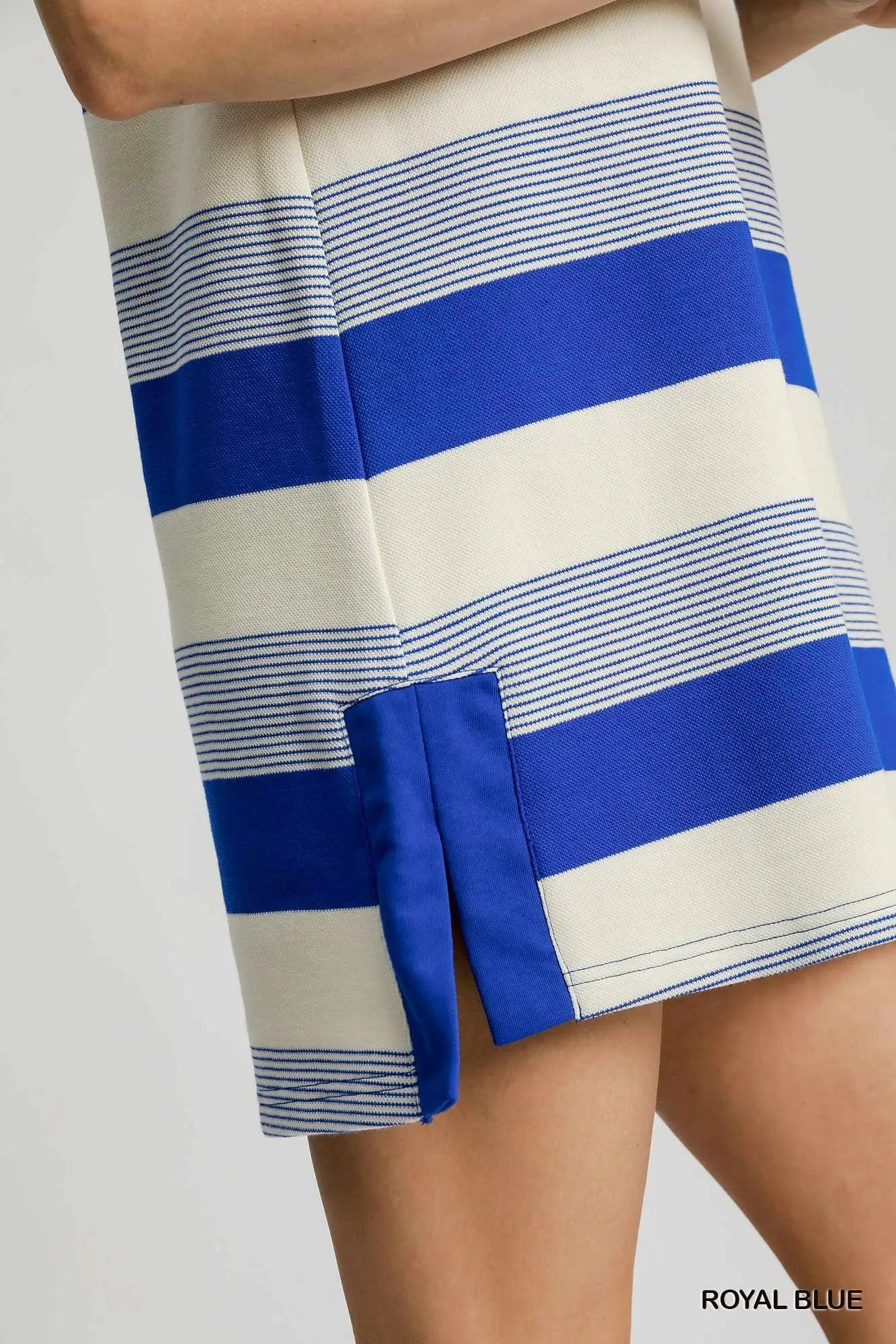 Umgee French Terry Side Slit Striped Mini Dress