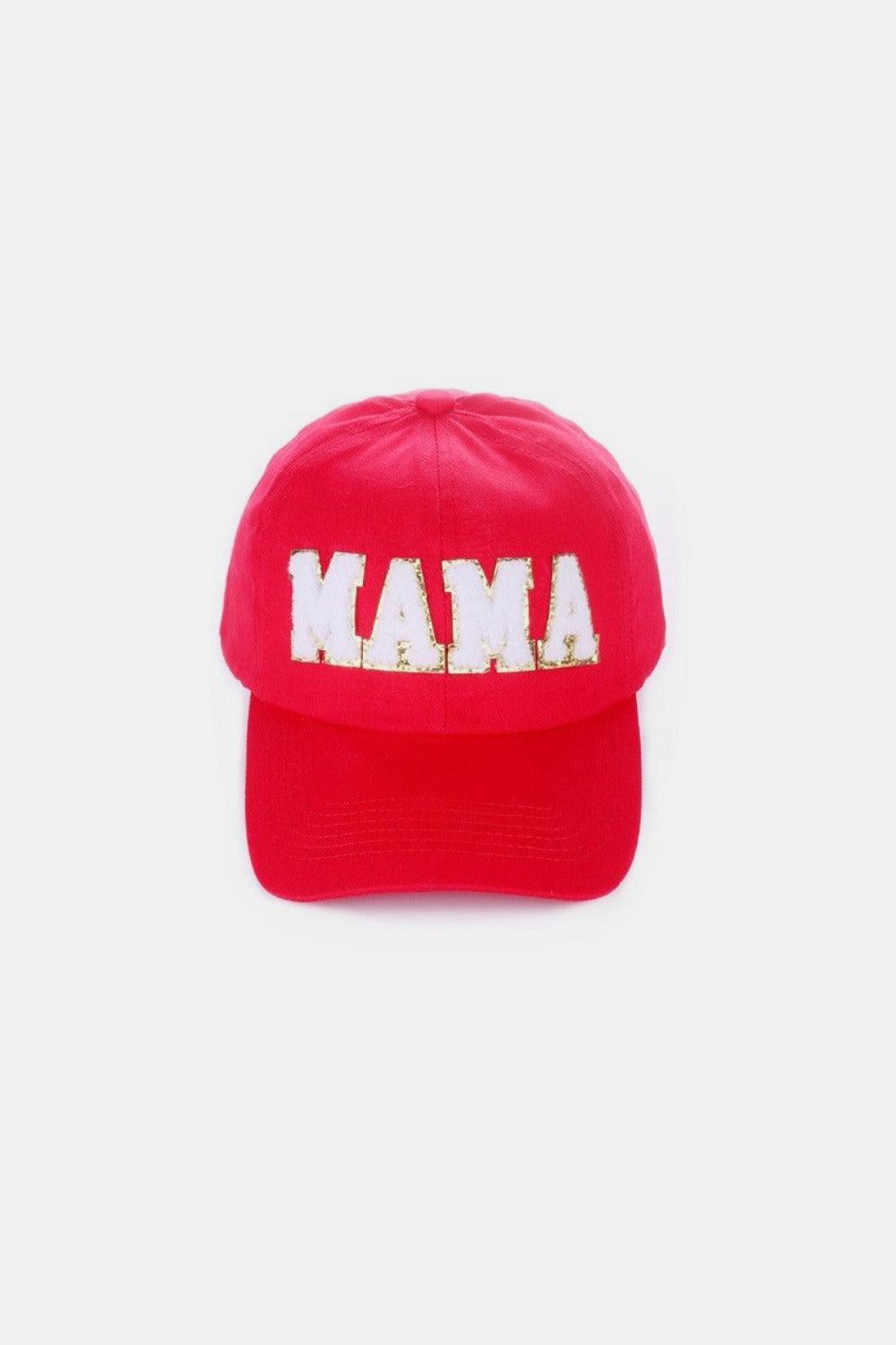 MAMA Chenille Patch Baseball Cap Ruby One Size