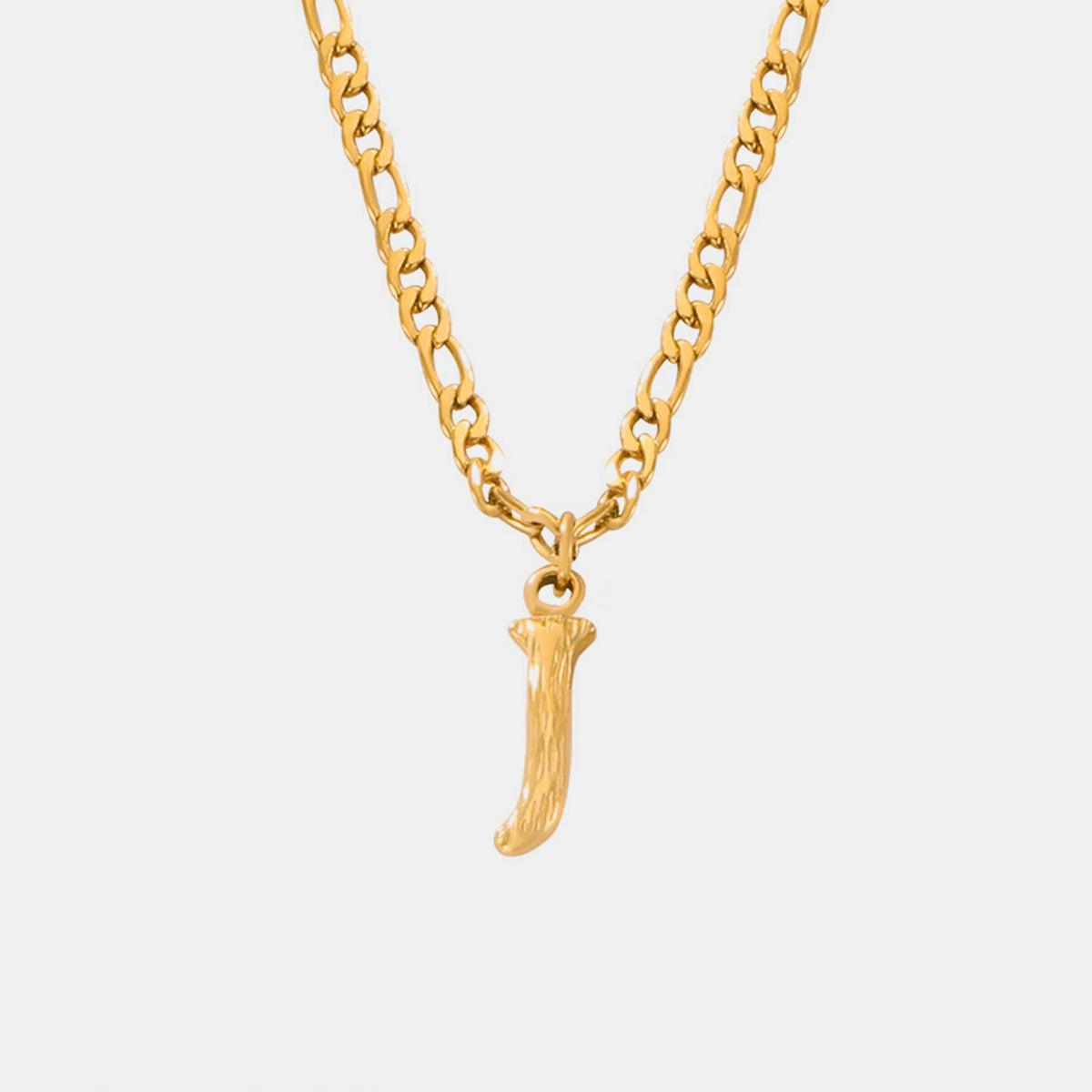 Titanium Steel Letter Pendant Necklace Style J One Size